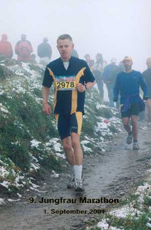 Erfolgreiche Teilnahme am 9. Jungfrau-Marathon in der Zeit von 4 Std. 48 min.